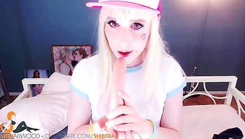 Tgirl Shiri Allwood - Plugged Femboy Prostate Orgasm And Self-facial On Cam