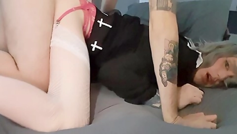 Skinny Crossdressing Nikki Gets Cum On Her Bum - Teaser Video
