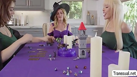 Coco Lovelock Sucks Two Shemale Wizard Under Table 10 Min